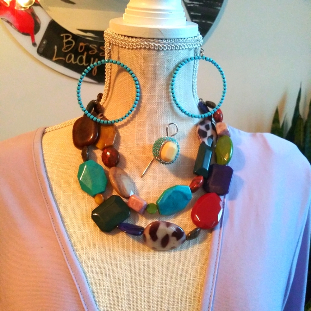 Resin multicolored jewelry set